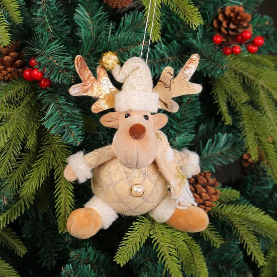 Christmas Tree Doll Decoration with Lanyard Easy to Hang Adorable Snowman Santa Claus Christmas Tree Hanging Ornament