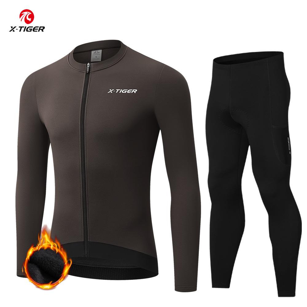 2026 Winter Velvet Warm Cycling Clothing Suit Set Winter Cycling Jersey Bib Pants Set Men Long Sleeve Bicicleta Set MTB Road Bike Clothing Suit