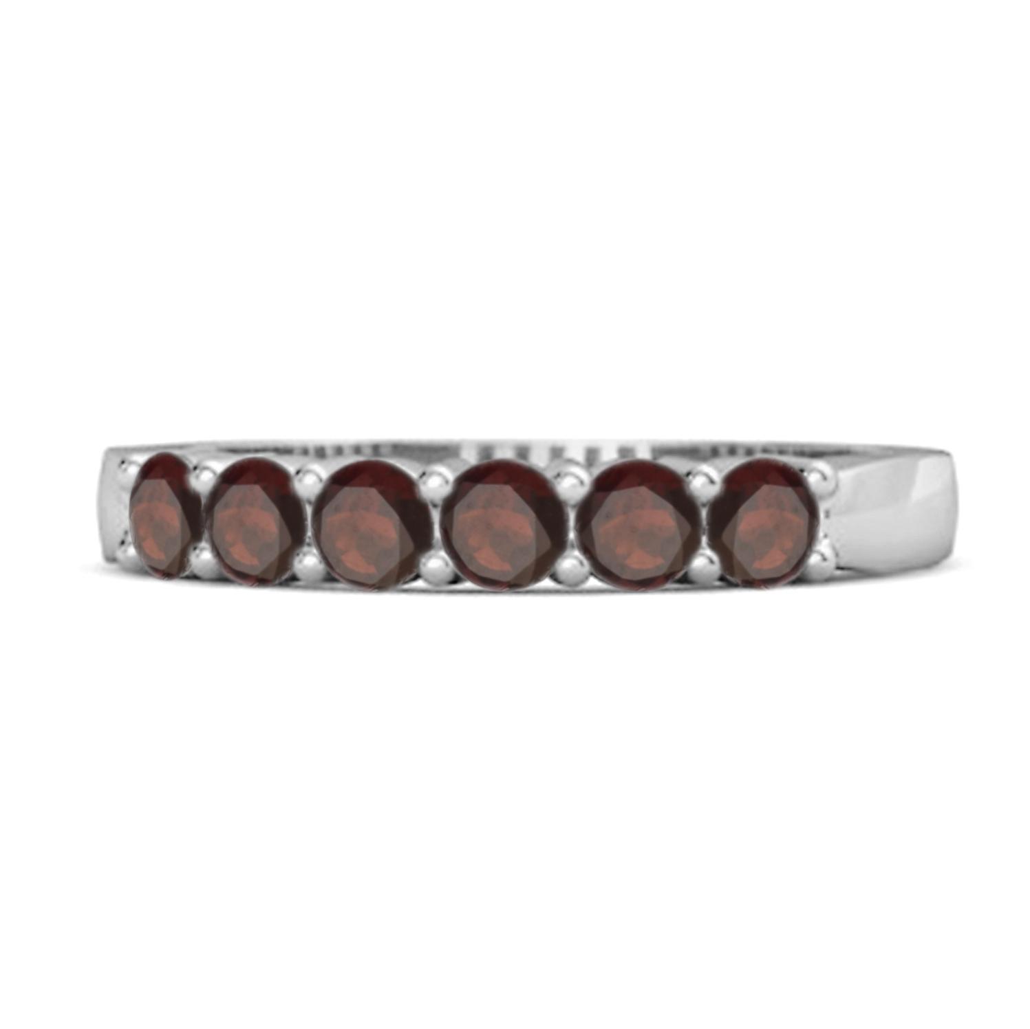 

Garnet Rich Feel Eternity Stacking Ring - 925 Sterling Silver 10 білий