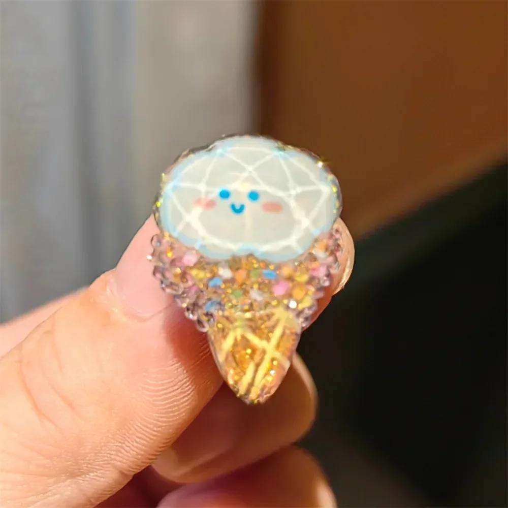 Shoelace Decorative Clip Children's Bling Glitter Princess Ice Cream Rainbow Shoe Buckle Removable Shoe Charms Decorations 1pcs