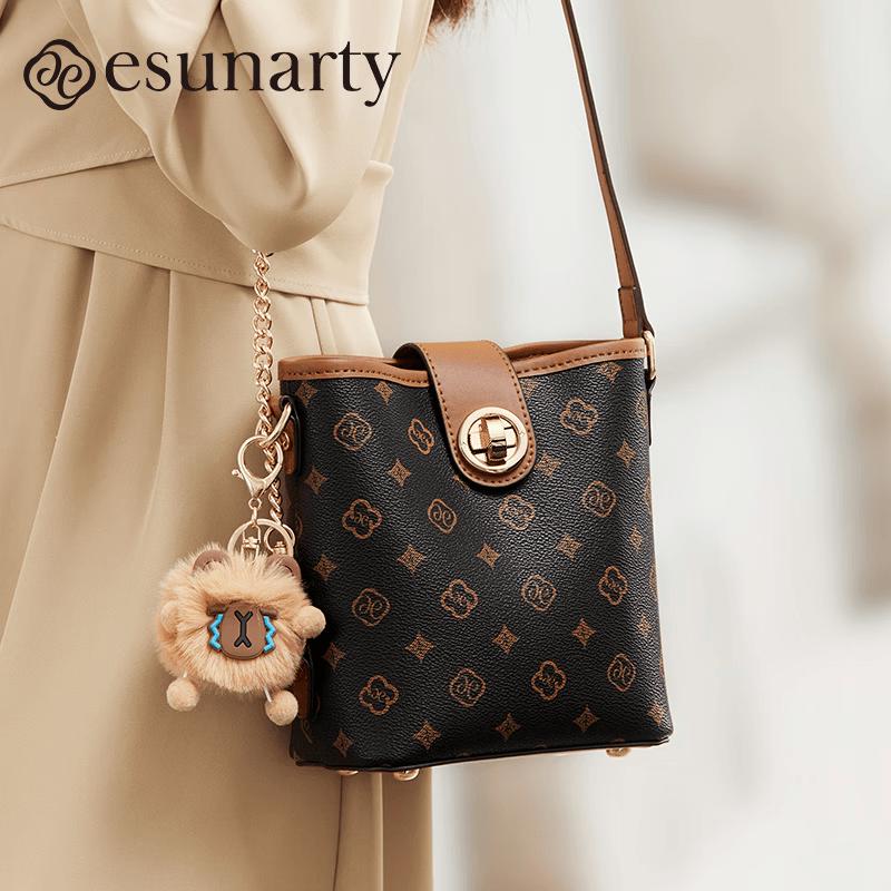 ESUNARTY Monogram Bucket Shoulder Bag