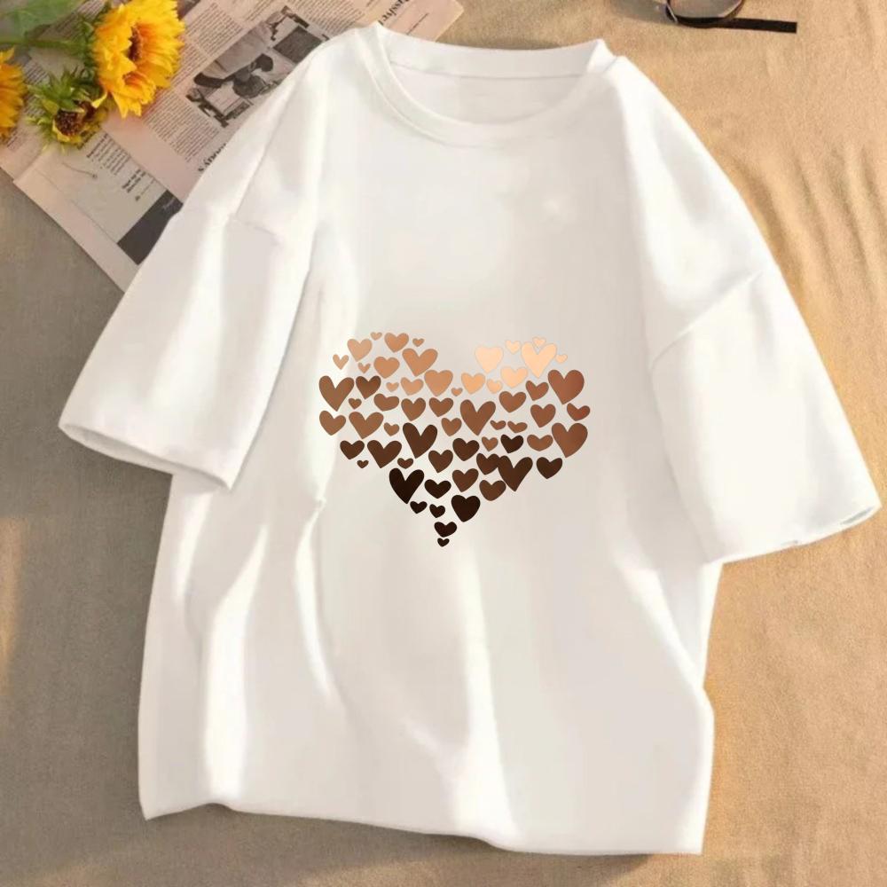 American Vintage Leopard Print Heart TShirt Cheetah Love Graphic Cotton Short Sleeve Tee Retro Aesthetic Casual Top for Women S