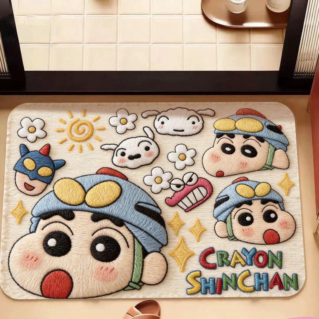 Shin-chan Diatom Mud Bath Mat - Quick-Dry, Non-Slip, Water-Absorbent Floor Pad for Bathroom and Toilet