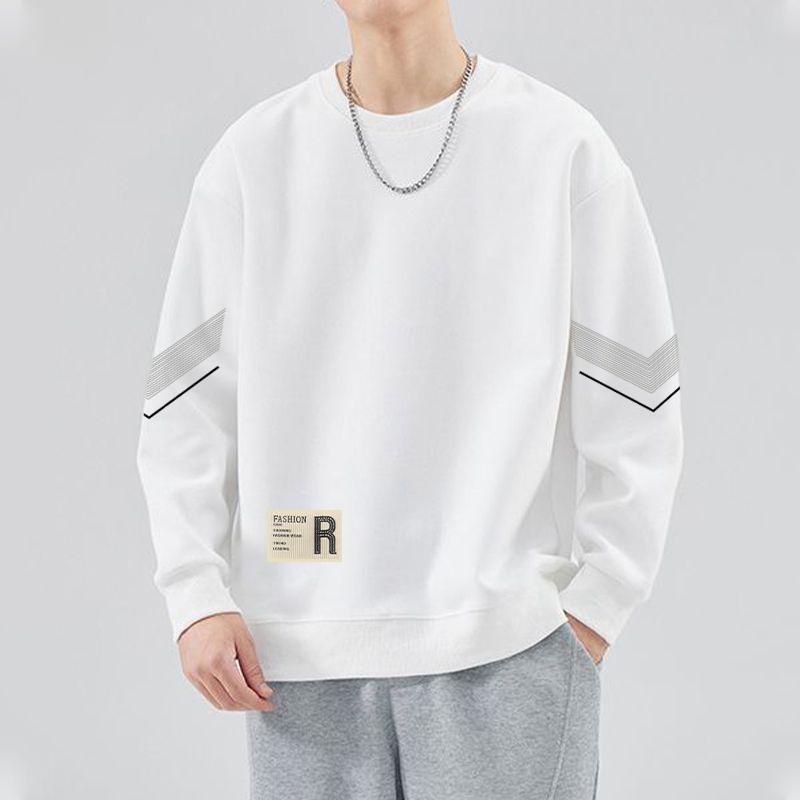 Men's Fashion Loose Crew Neck Sweatshirt Long Sleeve Pullover With Patch Detail