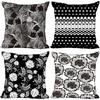 Home Decor Black and White Geometric & Floral Pillows Pattern Cushion Cover Suitable for Sofa Bedroom Car Pillow Cover