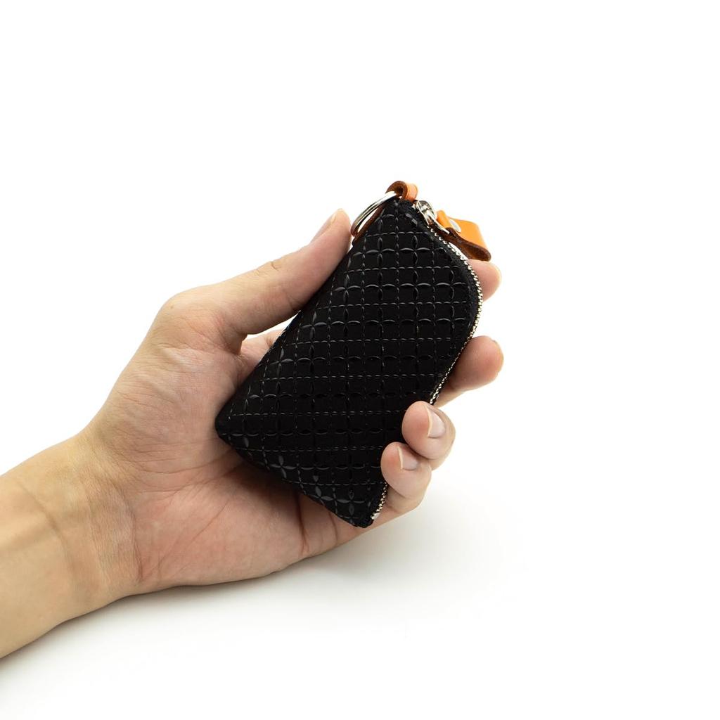 Inden HISOCA Hisoka Traditional Craft Koshu Inden Deerskin Lacquer Original Brand Key Case Black with Black Lacquer and Shippo Pattern [Inden-ya]