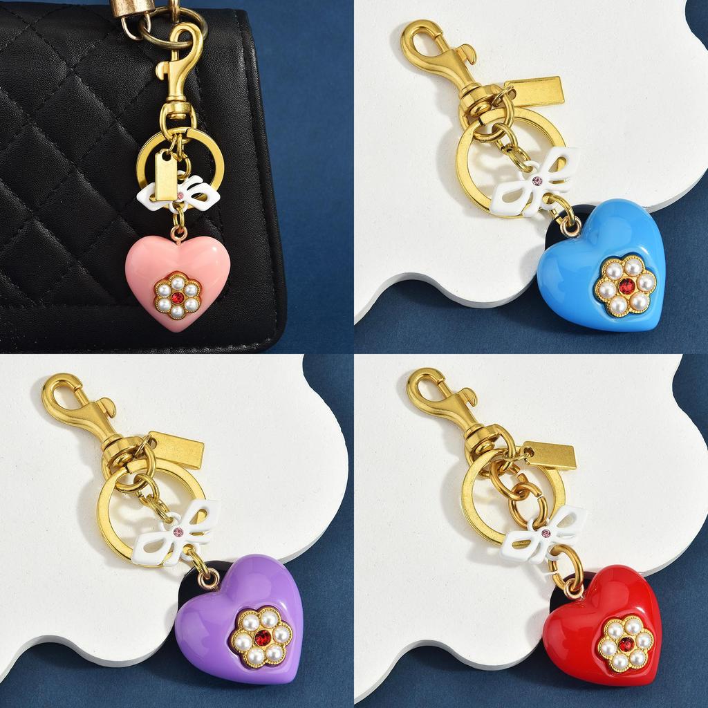 Heart Bow Keychain Metal Bag Charm For Womens Style Accessories