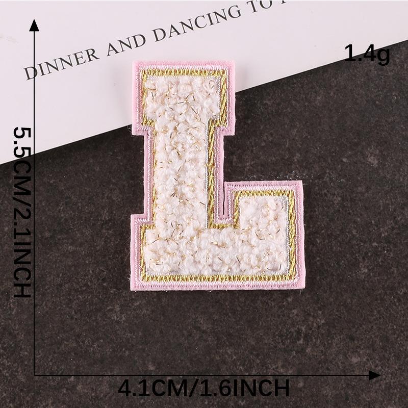 Computer Embroidery Gold Silk Towel Embroidery Cloth Label English Alphabet Hand Account Diy Patch Accessories Chenier Embroidery Cloth Sticker