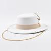 Cappello Fedora Design alla Moda per Donne Autunno Inverno Decorazione con Catena Metallica Cappello Jazz Party Cappellini da Chiesa
