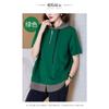Pure Cotton Large Size Women's Short-sleeved Summer High-end Loose Hooded Cotton Top