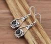 Solid 925 Sterling Silver Black Onyx Round Gemstone Handmade Designer Earrings Dangle Earring Gift For her