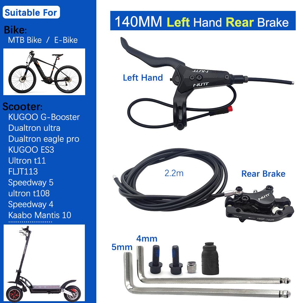 NUTT A5-D MTB Hydraulic Scooter Bike Disc Brake E-Bike Electric E Bicycle 140mm 160 Rotor Pad For KUGOO Dualtron Ultron Speedway 140 Left hand Rear