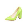 Glossy Patent Leather Versatile High Heels, Korean Style, All Seasons, Candy-colored Pointed Toe, Low-cut, Chunky Heel Women's Shoes