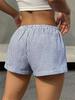 Short Phumee Striped   Elastic Waist  Beach  Lace Up  A2441