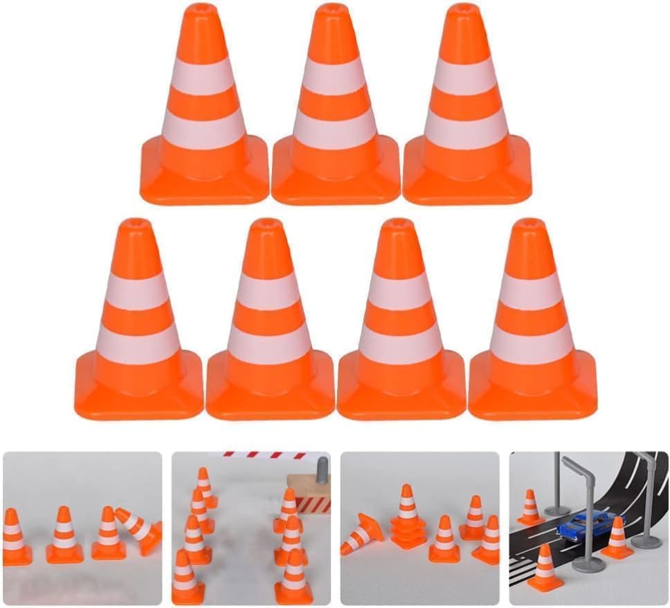 14 Stück Miniatur-Orangene Verkehrskegel, Plastikschilder, Verkehrskegel-Spielzeug, Straßenblocker, Kegel-Schilder-Modelle, Fotografie-Requisiten, Pädagogisch, Für Kinder Klein