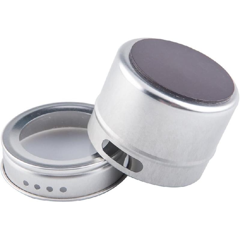 Bekith 20 Pack Magnetic Spice Tins Storage Spice Containers, Clear Top Lid with Sift or Pour, Magnetic on Refrigerator and Grill, 240 PVC Spice Label