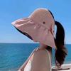 Sunscreen Hat Women's UV Protection Sun Hat Foldable Vinyl Bucket Hat Face Covering Seaside Large Brim Sun Hat