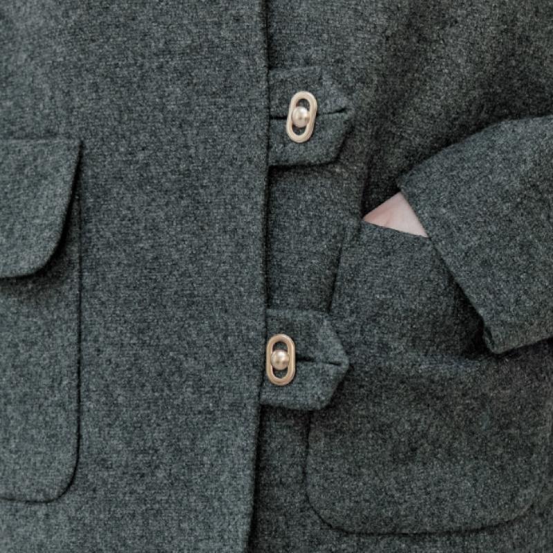 Wool Blend Drop Shoulder Stand Collar Cropped Jacket Cd01qj300on