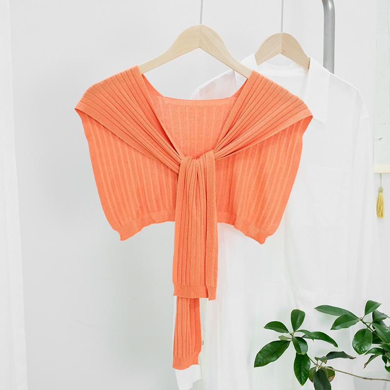 

Однотонный полосатый жилет из ледяного шелка, женский, тонкий, с кондиционированным помещением, офисным воротником, защитой от солнца на плече 95 оранжевый