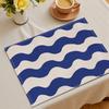 4pcs Abstract Wave Pattern Placemats Navy Blue Gradient Washable Table Mats for Coastal Modern Kitchen Dining Decor
