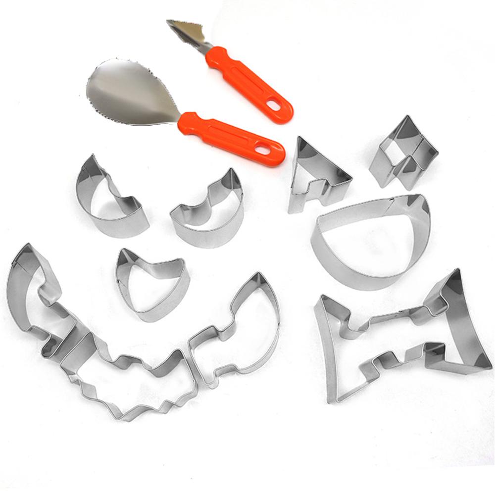 Halloween Pumpkin Carving Set, Pumpkin Face Cookie Cutter and Pumpkin DIY Cake Tool Set 10/12 Stainless Steel Mold Carving Knife