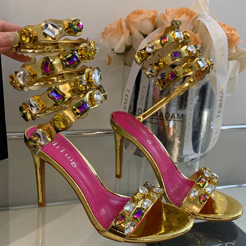 

Fashion Luxury Crystal Footwear Pumps Women Thin Heels Shoes New In 2025 Female Peep Toe Fashion Rhinestones Ladies High Heels Shoes 39