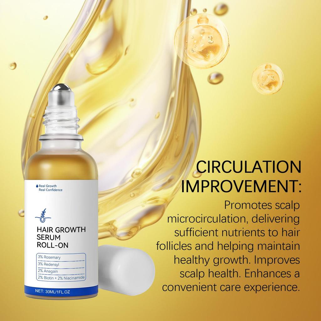 AMZ Rosemary Hair Growth Roll-On Serum – Moisturizing, Strengthening, Follicle Care for Healthy Hair, 30ml
