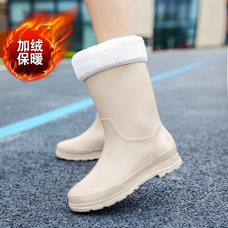Rain shoes women's adult non-slip fashion outer wear new summer medium tube rubber shoes wear-resistant water shoes waterproof rain boots