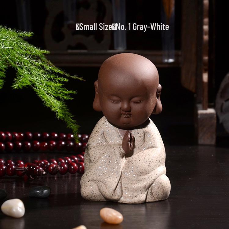 Handmade Ceramic Little Monk Tea Pet Ornament - Zen Home Decoration