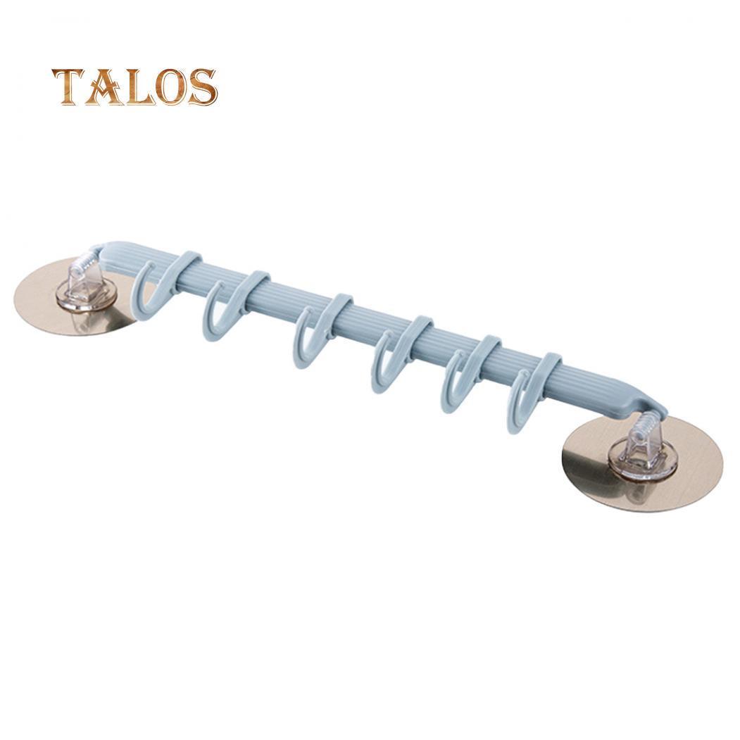 

Держатель стойки для хранения вешалки для кухни и ванной комнаты с 6 крючками на Т-образной ванне синий