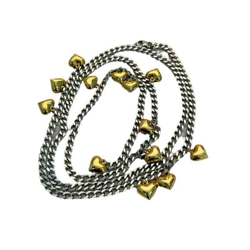 Niche High-End Metal Heart Pendant Necklace & Body Chain for Men and Women