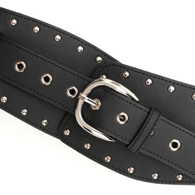 Punk style y2k ladies waist seal cross-border European and American style rivet splicing wide belt women's versatile jeans decorative belt