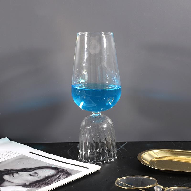 

Colorful Vertical Grain Modern Bouquet Waist Glass Vase - Ice Cream Bowl Water Cup Champagne Cocktail Test Tube Wine Glasses 200-400ml