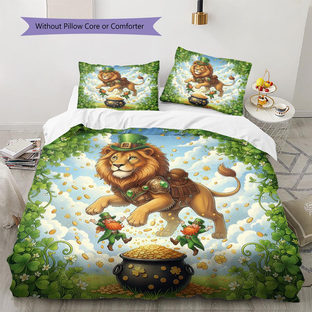 Greenorg Anisms Pattern Bedding Quilt Set Quilt Cover Pillowcase Home Decoration Birthday Gift (1 * Duvet Cover + 2 * Pillowcase, Without Core)