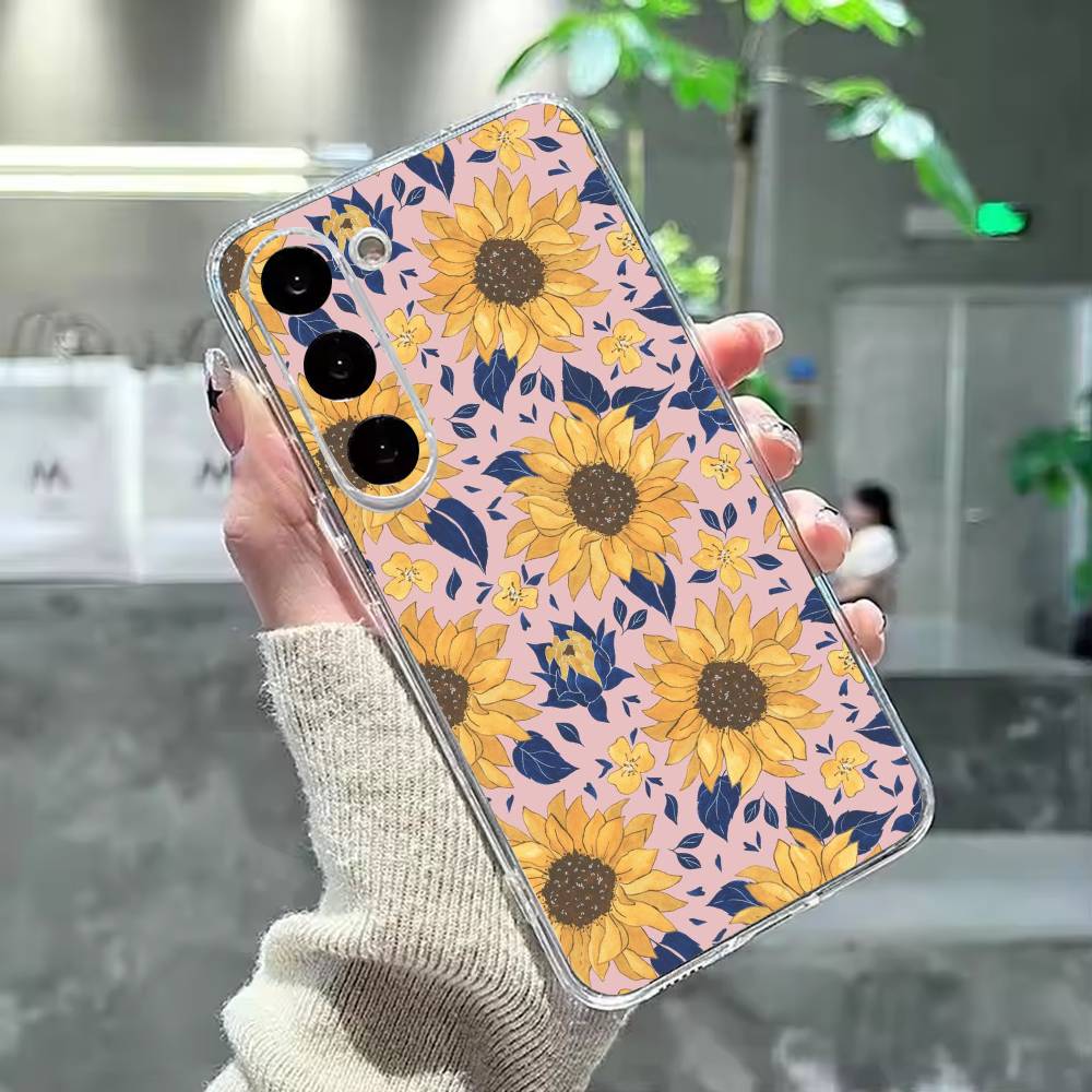 Sunflower blossoms Phone Case For Samsung Galaxy A91,80,73,72 ,71,53,52,32 ,31,22,21s,20,Transparent Case