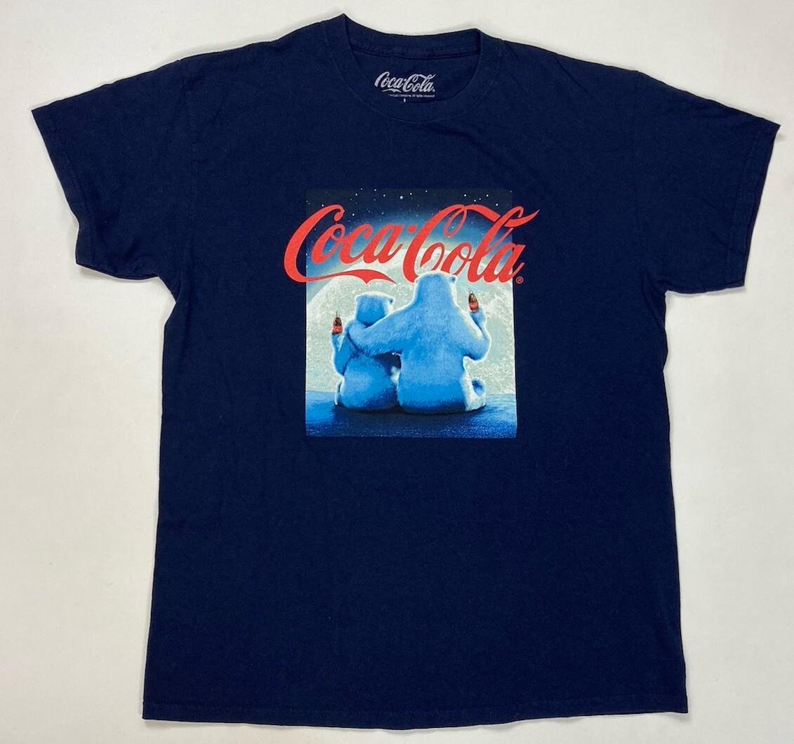 Coca-cola Polar Bear Graphic T-shirt Men Large Blue Short Sleeve S