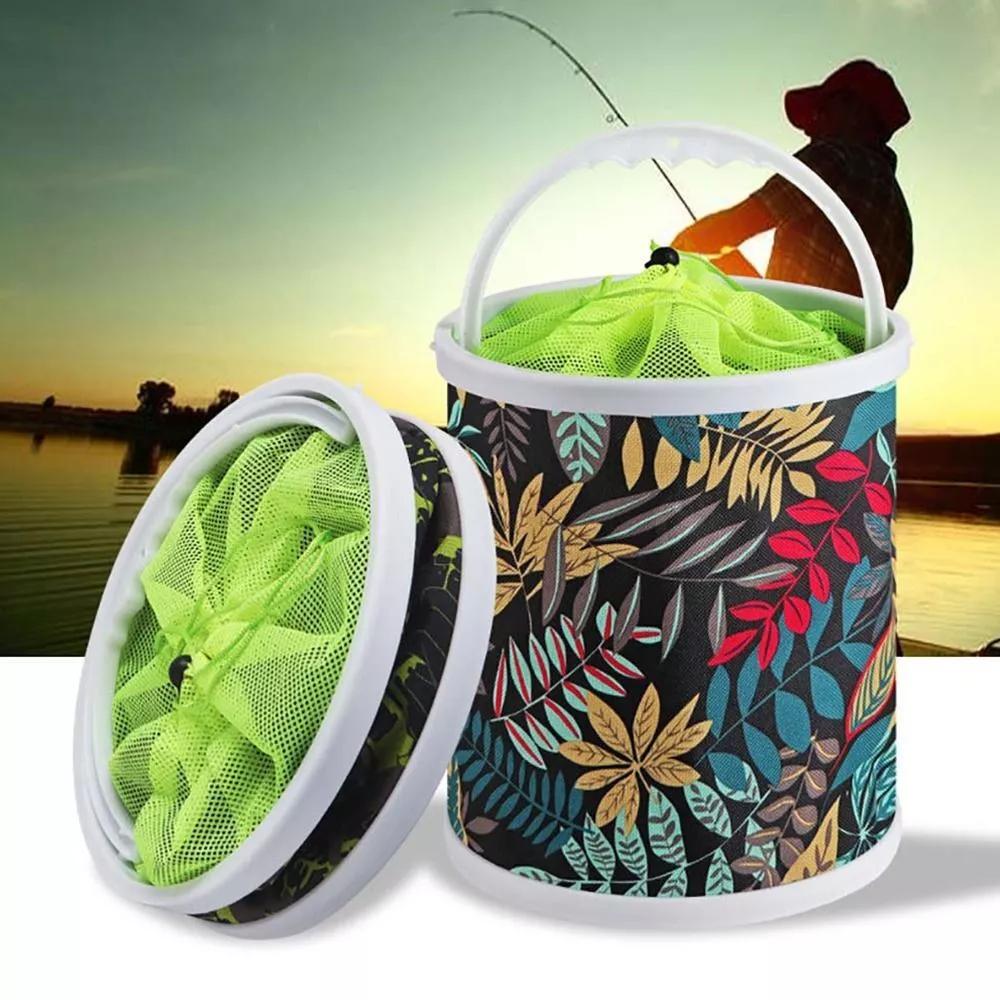 1pcs Hard Bottom Folding Fishing Bucket Outdoor Water Collection Water Bag Multi-Functional Outdoor Fish Protections Bucket