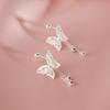Silver Color Hollow Butterfly Tassel Earrings for Women Simple Curved Hook Screw Buckle Earrings Y2K Elegent Jewelry Gift