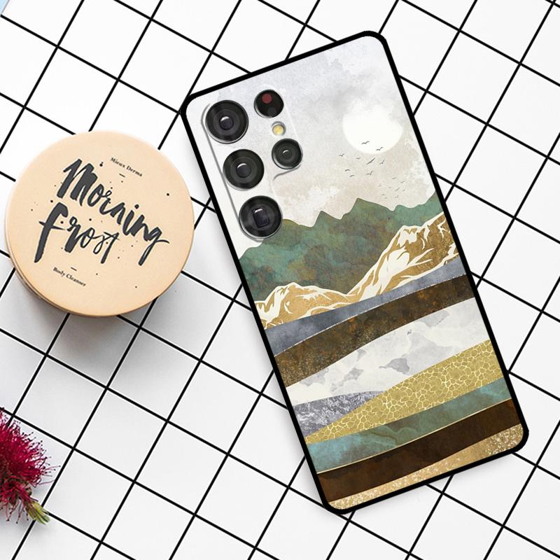 Gold Landscape Painting Case For Samsung Galaxy S24 FE S21 S22 S23 S25 Ultra S9 S10 Plus S20 FE S25 FE Phone Cover
