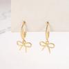 PONYKISS S Sterling Silver Hollow Bowknot Pendant Hoop Earrings for Women Cute Fine  Minimalist Light Luxury Accessory