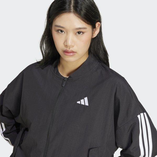 adidas Women S eSSentialS 3 Stripe lifeStyle Woven Bomber Jacket