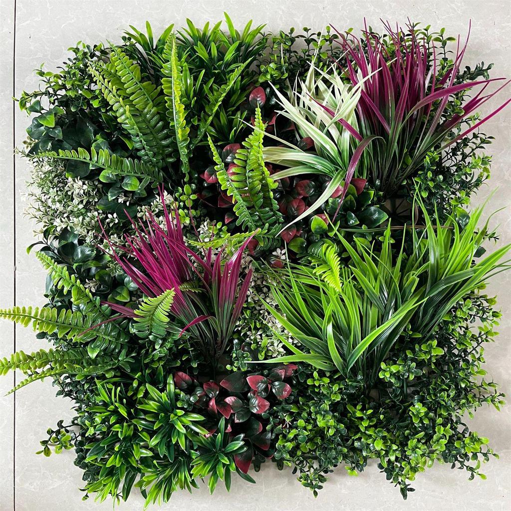 50×50cm Artificial Green Plant Wall - Plastic Vertical Garden, Fake Flower Wall, Synthetic Turf Background