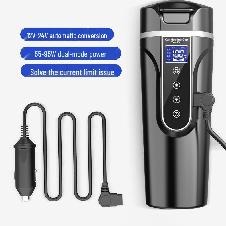 Portable Car Electric Thermos Kettle - 12/24V Heating Cup
