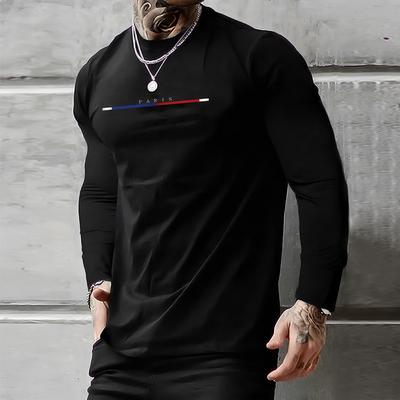 Νέο Ανδρικό Casual Μακρυμάνικο T-Shirt με Τυπωμένο Γράμμα Μονόχρωμο Ρετρό Κλασικό Άνοιξη/Καλοκαίρι Καθημερινό Πάρτι Κοινωνικό Μακρυμάνικο