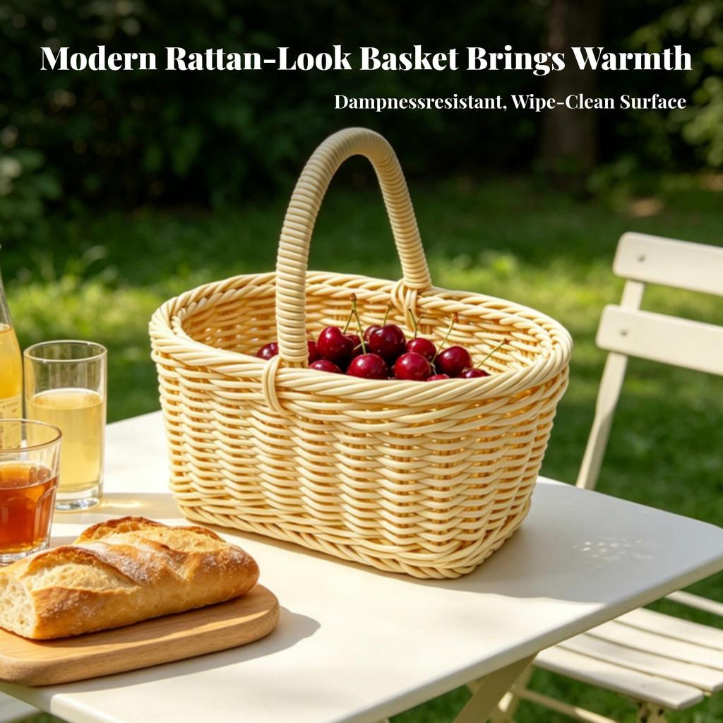 Mini Basket with Handle Compact Woven Plastic Sturdy for Home Decor