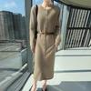 Women's Mink Cashmere Cardigan - Round Neck, Long Sleeve, Soft, Fluffy, Loose Fit, Mid-Length Knit Wool Sweater for Autumn/Winter.