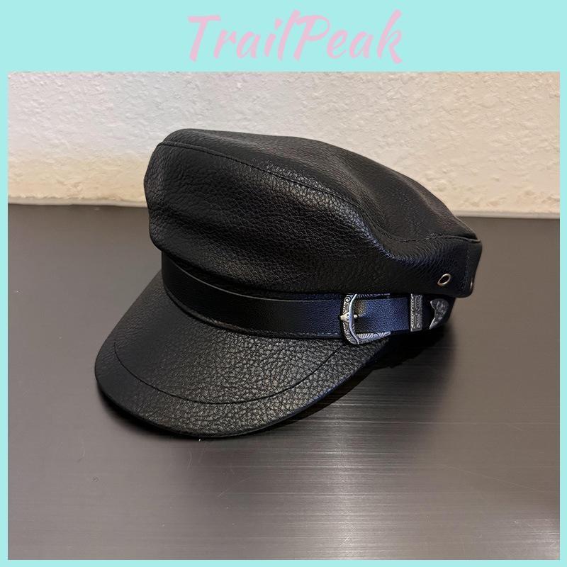Pu Leather Artistic Beret Hat With Windproof And Warmth Features For Girls