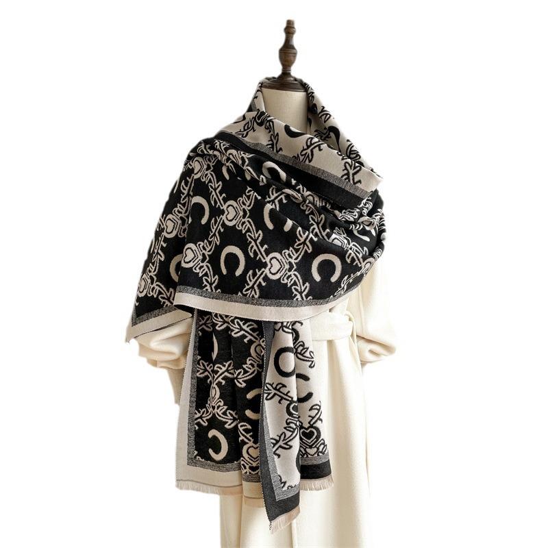 New Winter Imitation Cashmere Scarf Thickened Women's Scarf Fashionable Versatile Shawl Double-sided Warm Scarf Women