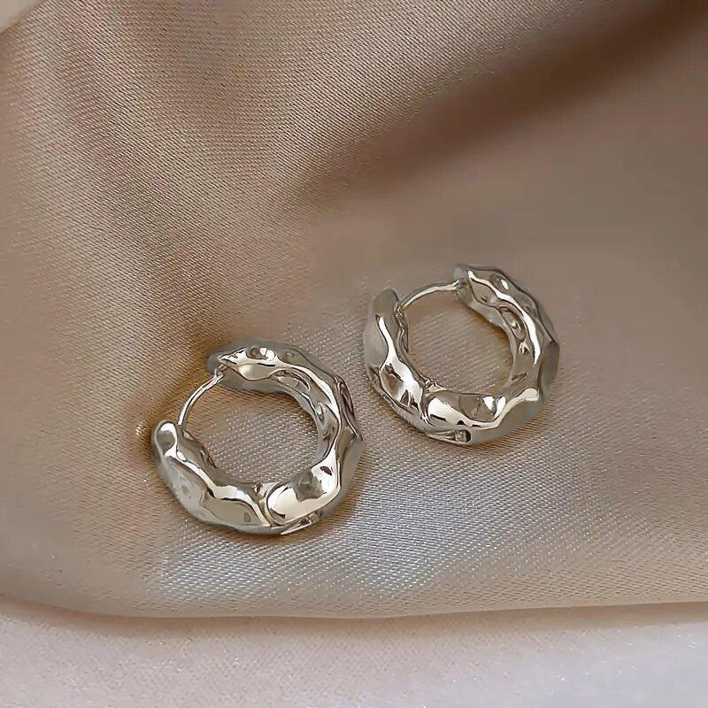 Trendy 925 Sterling Silver Circle Hoop Earrings for Women Real Silver Jewelry Fashion Earrings