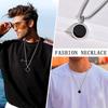 Vnox Necklaces for Men, Geometric Enamel Round Coin Oval Square Pendant with Box Chain, Casual Male Boy Cool Collar